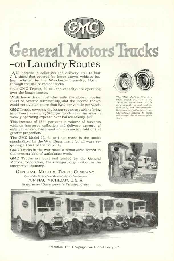 1919 GMC General Motors Trucks - In Laundry Routes